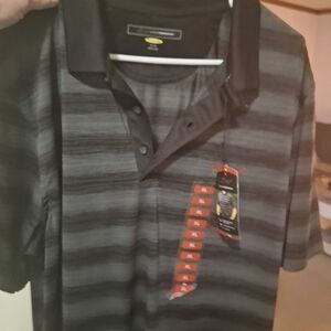 Classic Black and Gray Striped Polo Shirt